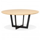 Table de salle à manger ronde 'LULU' en bois finition naturelle et métal noir - Ø120 cm