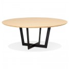 Table de salle à manger ronde 'LULU' en bois finition naturelle et métal noir - Ø140 cm