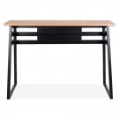 Table de bar haute 'NIKI' en bois finition naturelle et pied en métal noir - 150x60 cm