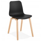 Chaise scandinave 'PACIFIK' noire avec pieds en bois finition naturelle
