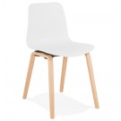 Chaise scandinave 'PACIFIK' blanche avec pieds en bois finition naturelle