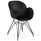 Chaise design 'SATELIT' noire style industriel avec pieds en métal noir