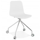 Chaise design de bureau 'SLIK' blanche sur roulettes