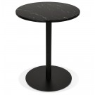 Petite table bistrot ronde 'TOMY' en pierre effet marbre et métal noir - Ø 60 cm