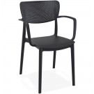 Chaise perforée avec accoudoirs 'TORINA' en matière plastique noire