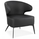 Fauteuil lounge design 'WAGYU' noir et pieds en métal noir