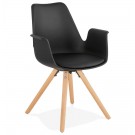 Chaise avec accoudoirs 'ZALIK' noire style scandinave