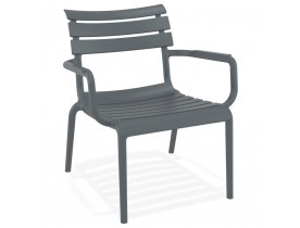Chaise de jardin avec accoudoirs 'AROMA' grise foncé en matière plastique