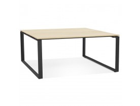 Table de réunion / bureau bench 'BAKUS SQUARE' en bois finition naturelle et métal noir - 140x140 cm