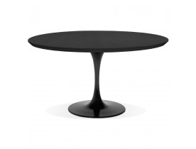 Table de salle à manger ronde 'BRIK' en bois noir et pied central en métal noir - Ø140 cm