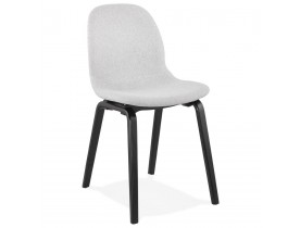 Chaise de salle à manger 'CELTIK' en tissu gris clair et pieds en bois noir