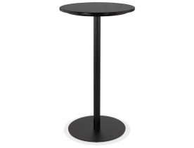 Table haute ronde 'CORY ROUND' en  pierre noire effet marbre et métal noir - 60x60 cm