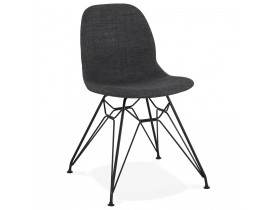 Chaise design 'DECLIK' grise foncée avec pieds en métal noir
