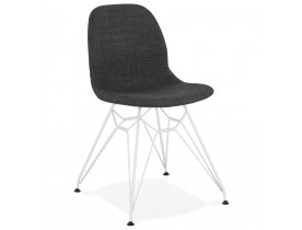 Chaise design 'DECLIK' grise foncée avec pieds en métal blanc