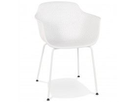 Chaise avec accoudoirs perforée 'DRAK' blanche intérieure / extérieure