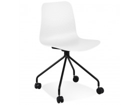 Chaise design de bureau 'EVORA' blanche sur roulettes