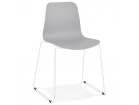 Chaise moderne 'EXPO' grise avec pieds en métal blanc