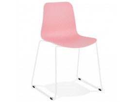 Chaise moderne 'EXPO' rose avec pieds en métal blanc