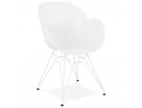 Chaise moderne 'FIDJI' blanche avec pieds en métal blanc