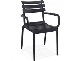 Chaise de jardin avec accoudoirs 'FLORA' noire en matière plastique