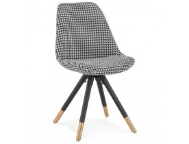 Chaise design 'HAMILTON' en tissu pied de poule et pieds en bois noir