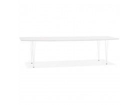 Table à dîner design extensible 'HUSKI' blanche avec pieds en métal blanc - 170(270)x100 cm