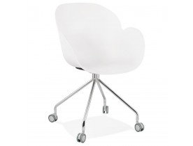 Chaise de bureau design 'JEFF' blanche sur roulettes