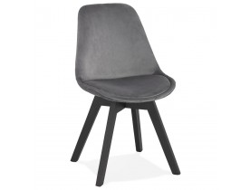 Chaise en velours gris 'JOE' avec structure en bois noir