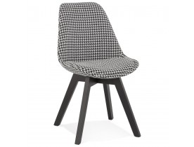 Chaise en tissu pied de poule 'JOE' avec structure en bois noir