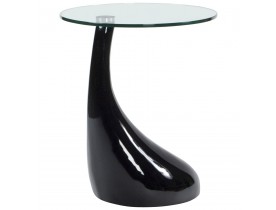 Table d'appoint 'KOMA' design en verre et pied noir