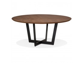 Table de salle à manger ronde 'LULU' en bois finition Noyer et métal noir - Ø120 cm