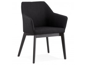 Chaise moderne 'NANO' en tissu noir avec accoudoirs