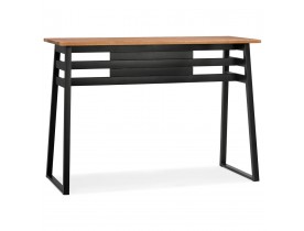 Table de bar haute 'NIKI' en bois massif et pied en métal noir - 150x60 cm