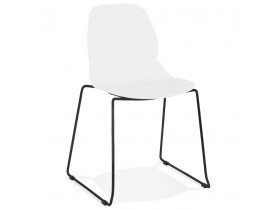 Chaise design 'NUMERIK' blanche avec pieds en métal noir