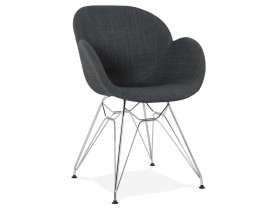 Chaise moderne 'ORIGAMI' en tissu gris foncé avec pieds en métal chromé