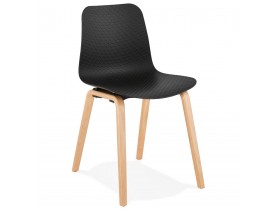 Chaise scandinave 'PACIFIK' noire avec pieds en bois finition naturelle