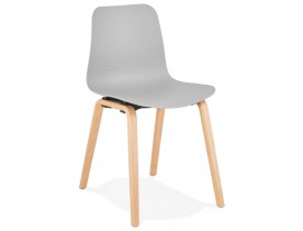 Chaise scandinave 'PACIFIK' grise avec pieds en bois finition naturelle