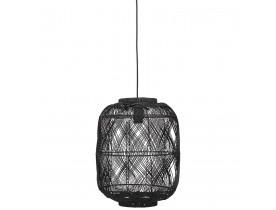 Suspension style lanterne 'PACITO' en rotin noir