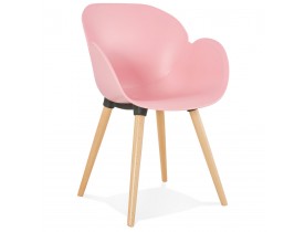 Chaise design scandinave 'PICATA' rose avec pieds en bois
