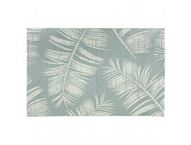 Tapis design 'SEQUOIA' 200x290 cm bleu avec motifs feuilles de palmier - intérieur / extérieur