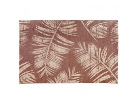 Tapis design 'SEQUOIA' 200x290 cm rouge-marron avec motifs feuilles de palmier - intérieur / extérieur
