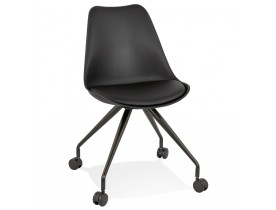 Chaise de bureau sur roulettes 'SKIN' noire avec structure en métal noir
