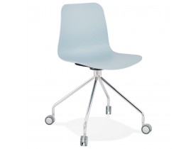Chaise design de bureau 'SLIK' bleue sur roulettes