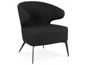 Fauteuil lounge design 'SOTO' en tissu noir et pieds en métal noir