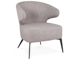 Fauteuil lounge design 'SOTO' en tissu gris et pieds en métal noir