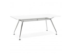 Grand bureau / table de réunion 'STATION' en bois peint blanc - 180x90 cm