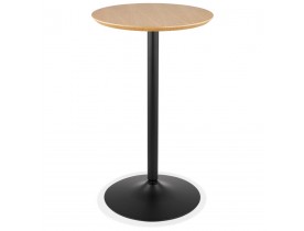Table haute ronde 'TAMAGO' en bois finition naturelle et métal noir - Ø 60 cm