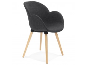 Chaise design scandinave 'TAPIOCA' en tissu gris foncé