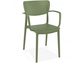 Chaise perforée avec accoudoirs 'TORINA' en matière plastique verte