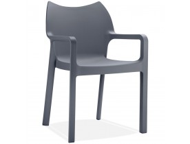 Chaise design de terrasse 'VIVA' gris foncé en matière plastique